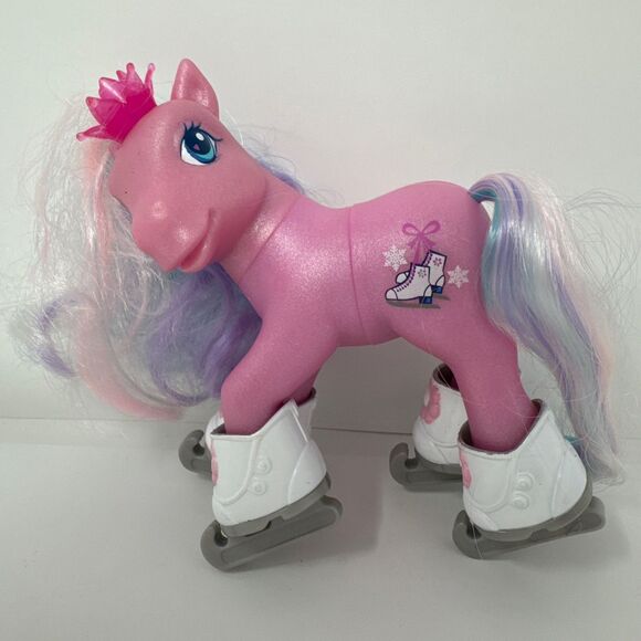 2003 Hasbro My Little Pony Glitter Glide Ice Dancing Pony with all 4 Skates - Picture 2 of 7